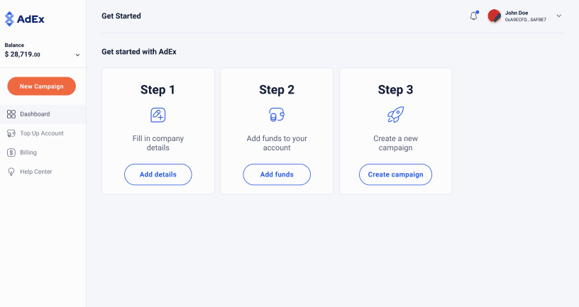 AdEx platform dashboard