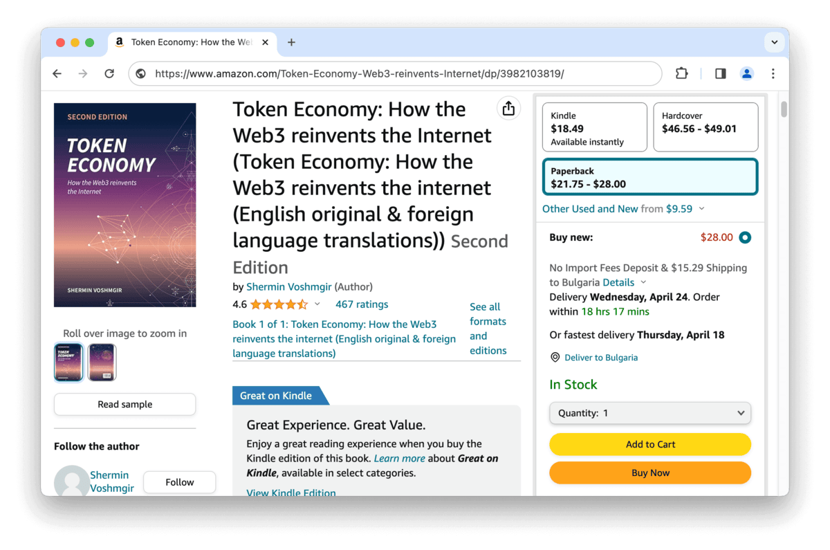 Token Economy book by Shermin Voshmgir